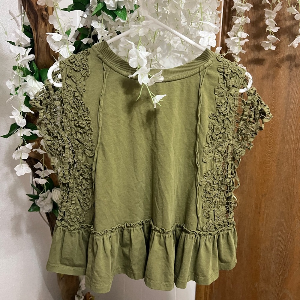 Anthropologie Green Baby Doll Blouse Top - Picture 11 of 12